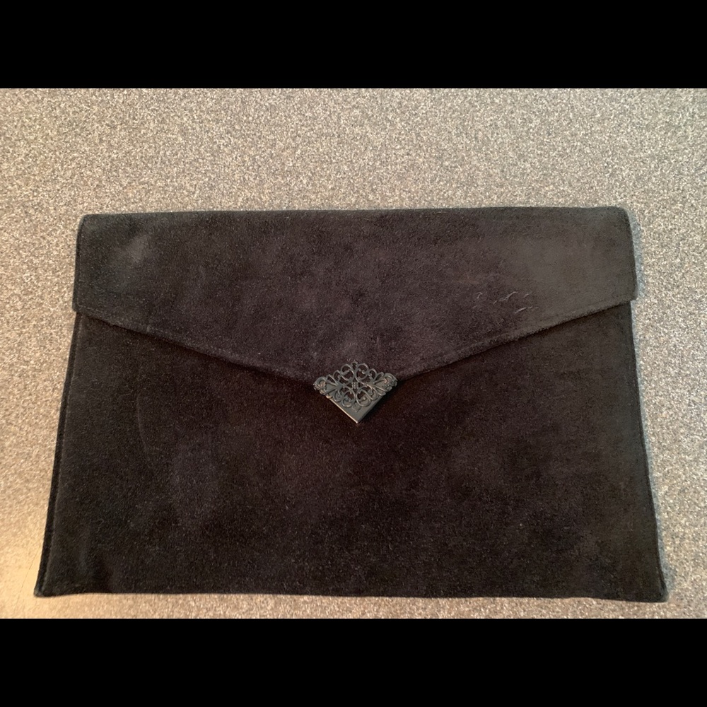 Black suede envelope bag